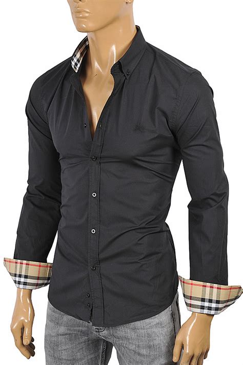 burberry black dress shirt|burberry dress shirt men's.